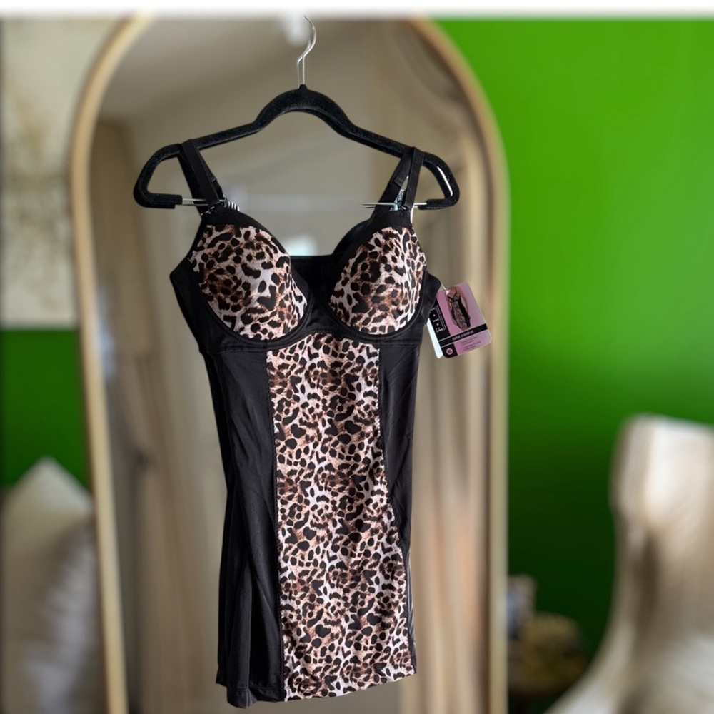 Women's Black and Animal Leopard Print  Shaper